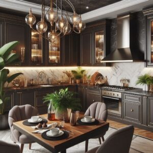 Chic Kitchen Dark Brown Cabinets Ideas