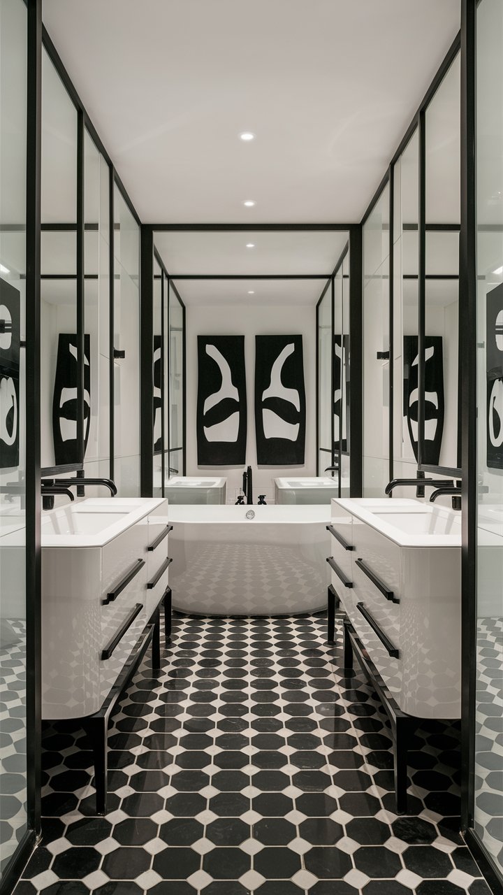 Sleek Black and White Bathroom